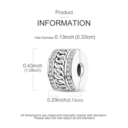 Silver Clasp 925 Sterling Silver CZ pave Clip Charms Daisy Beads Stopper Safety Chain fit Original Bangle Bracelet Jewelry Clip.