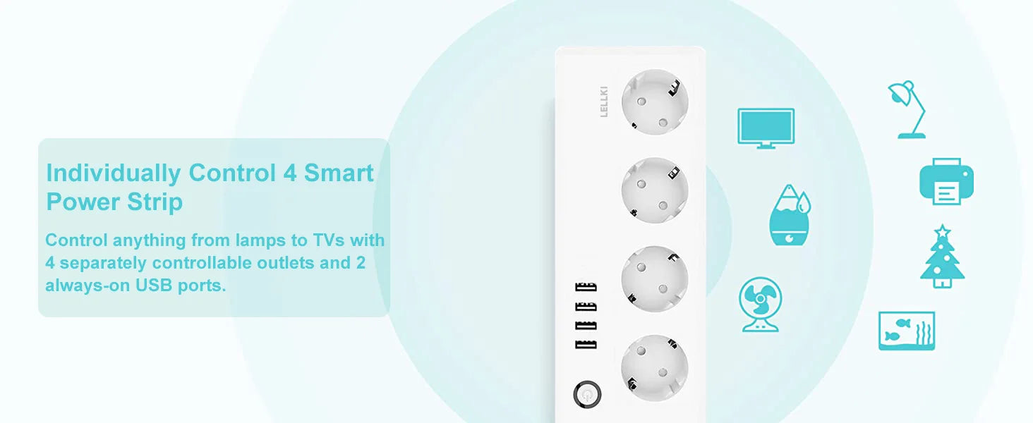 LELLKI Zigbee Power Streifen Tuya Smart Life Schalter Stecker Steckdose Zigbee2mqtt Verlängerungskabel 1,8 Mit Alexa SmartThings.