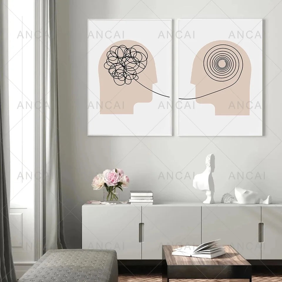 Psychology Therapy Poster Canvas Painting Consultant Office Wall Art Print Cloth Office Room Decoration Gifts Minimalist Picture.