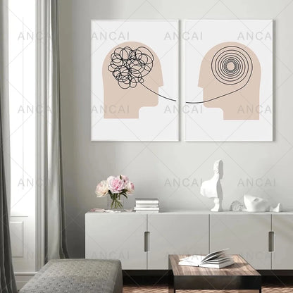 Psychology Therapy Poster Canvas Painting Consultant Office Wall Art Print Cloth Office Room Decoration Gifts Minimalist Picture.