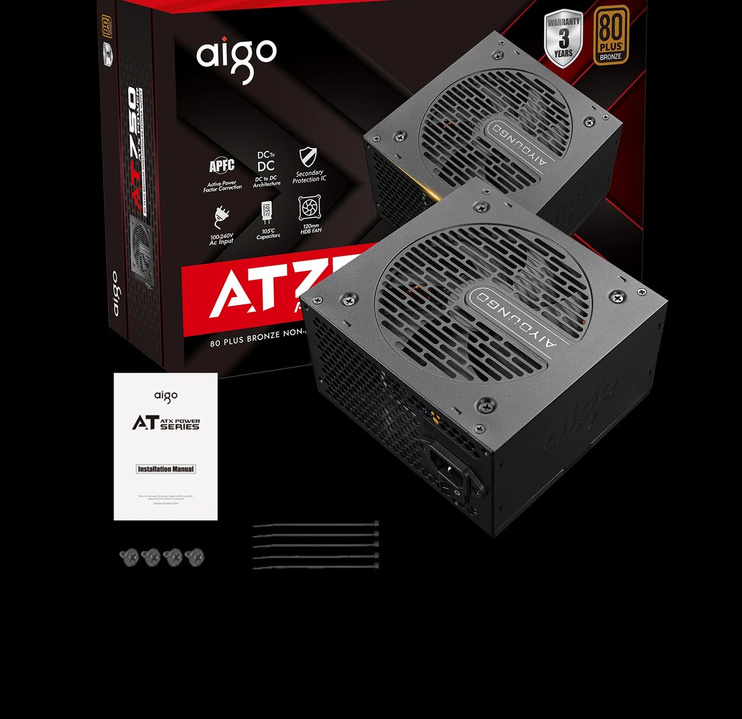 Aigo AT Power Supply PC Gamer 550W 650W 750W ATX Fonte 80 PLUS Bronze Certification 100-240V Diy Gaming Computer PSU For 14600kf