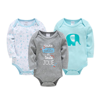3 Teile/satz Baby Jungen Kleidung 100% Baumwolle Kinder Overall Langarm Niedlichen Elefanten Druck Babyspielanzug Neugeborenen Body Für 0-24 M.