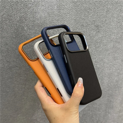 Luxury Solid Color PU Leather Magsafe Case For iPhone 17 Air 17Pro 17Pro Max Active Touch Camera Button Lens Protection Cover.