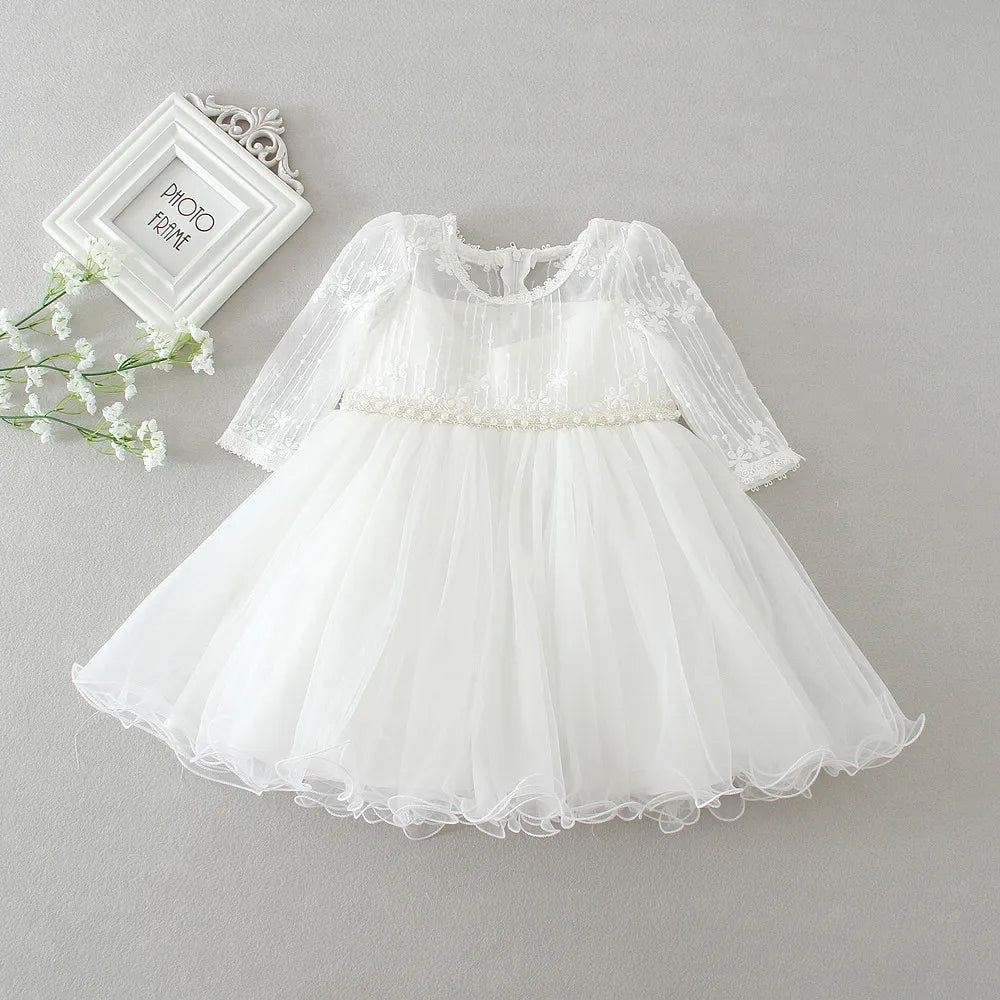 Baby Taufe Weißes Kleid Säuglingskleid Kleid Mädchen Party Geburtstag Hochzeit Prinzessin Kleid Für Kinder Erstkommunion Leistung 0-24M.
