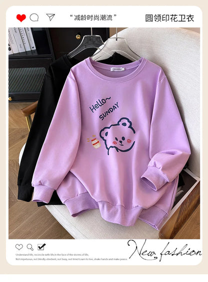 170 kg Plus Größe Damen Büste 170 Frühling Herbst Lose Langarm Cartoon Print Pullover Sweatshirts 4XL 5XL 6XL 7XL 8XL 9XL.