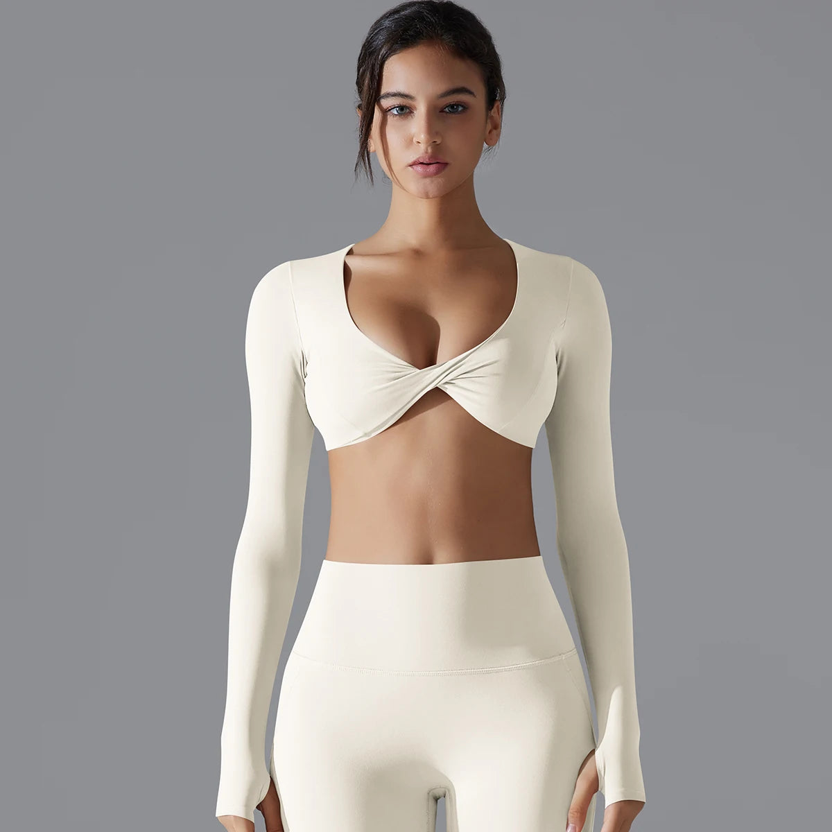 Yoga Long Sleeve Slim Sexy Breathable Quick Drying Sport Brassiere Gym Push Up Shockproof High Intensity Pilates Clothes Women