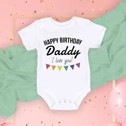 Alles Gute zum Geburtstag Papa Baby Body Vater Party Jungen Mädchen Outfit Strampler Säugling Sommer Kleinkind Kurzarm Kleidung Ropa Geschenke.