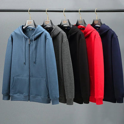 Big Size Hoodie Men Hood Long Sleeve Sweatshirt Male Zip-up Loose Cotton Fleece-lined Casual Top Zipper Large Fat Plus 10XL 12XL.