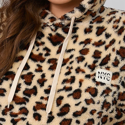 Kapuzenpullover für Damen, große Größe, Reißverschluss-Sweatshirts, ethnischer Druck, flauschiger Streetwear-Pullover, Herbst-Winter-Rollkragenpullover