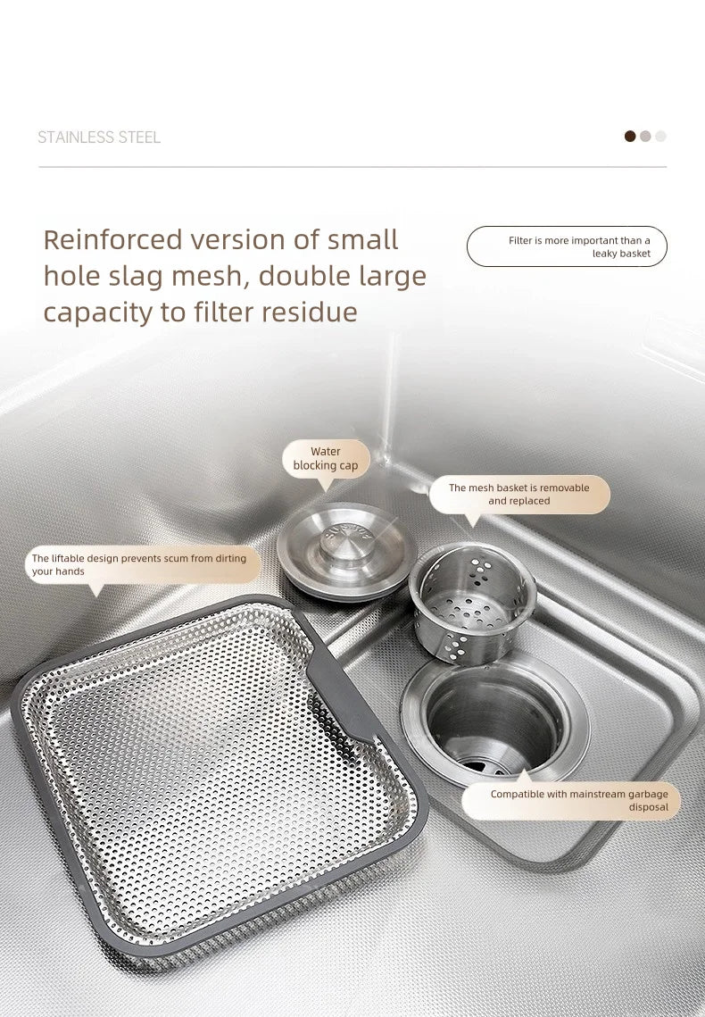 316L Stainless Steel Food Grade Large Single Slot Corrosion Resistant Household Kitchen Sink Wash Dish and Vegetable Basin