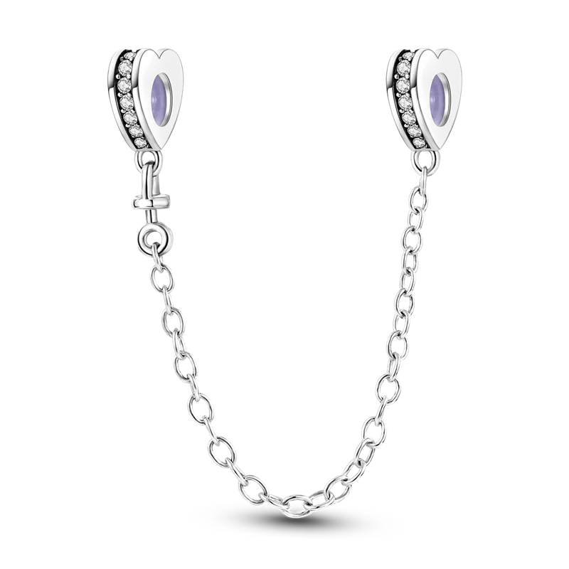 Silver Clasp 925 Sterling Silver CZ pave Clip Charms Daisy Beads Stopper Safety Chain fit Original Bangle Bracelet Jewelry Clip