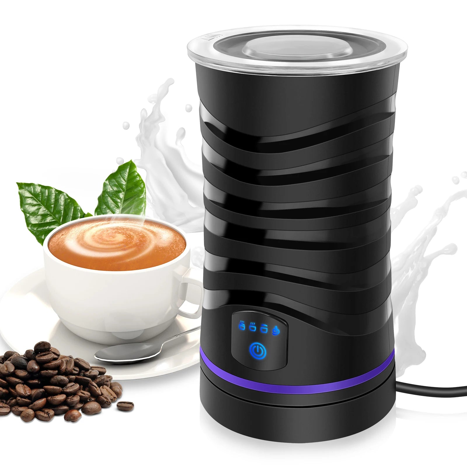 4 in 1 Automatic Milk Frother Electric, 600ml Capacity Hot & Cold Milk Foamer, Silent Operation for Coffee Cappuccino Chocolatte.