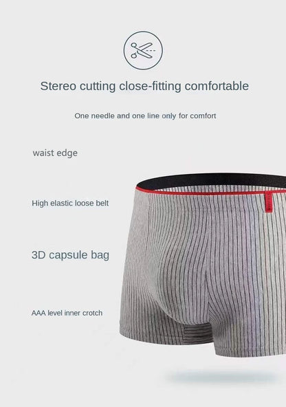 4Pcs Boxer Shorts männer Unterwäsche Sexy Höschen Baumwolle Boxer Gestreiften Unterhose Männlichen Shorts U Konvexen Dessous Plus Größe 2XL-6XL