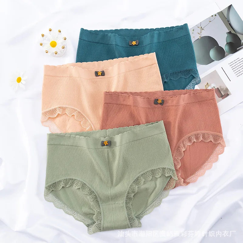 4Pcs Plus Size Underwear Women's Panties High Waist Sexy Panties Seamless Briefs Female Girls Lingerie Graphene Pantys Ladies