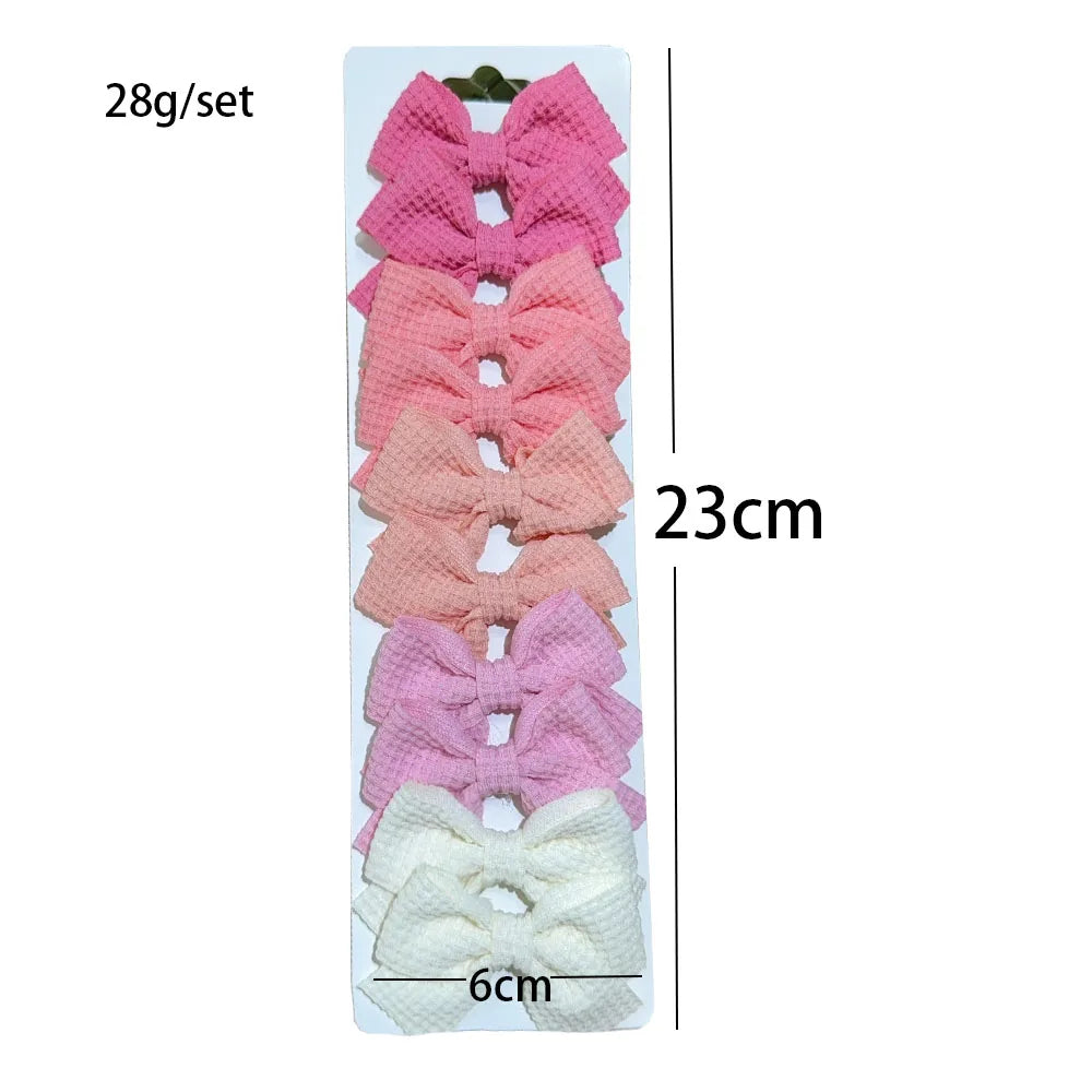 6/10Pcs/Set 2025 Fashion New Cute Ribbon Bowknot Hair Clips for Kids Handmade Baby Girls Hair Accessories.