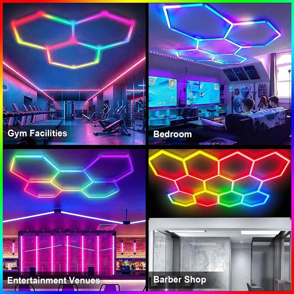 High brightness honeycomb hexagonal garage LED light 6500K suitable for garages, 4S workshops, car beauty shops, gyms.