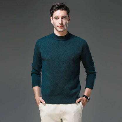 High End Anti-pilling Thick New Fashion Brand Casual Knit Pullover Sweater Half Turtleneck Mens Jumper Designer Clothing