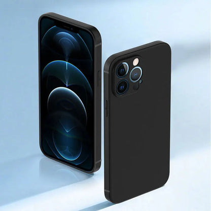 Luxury Black Silicone Matte Phone Case For iPhone 16 15 14 11 12 13 Pro Max 15 Plus 12 Mini 16E Xr X Xs Max Back Cover Soft Case.