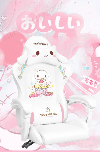 2025er Computerstuhl mit rosa und weißen Buchstaben für Mädchen, Wohnzimmer, Arbeitszimmerstuhl, anhebbarer, drehbarer Gaming-Stuhl, Promotion, Silla Gamer