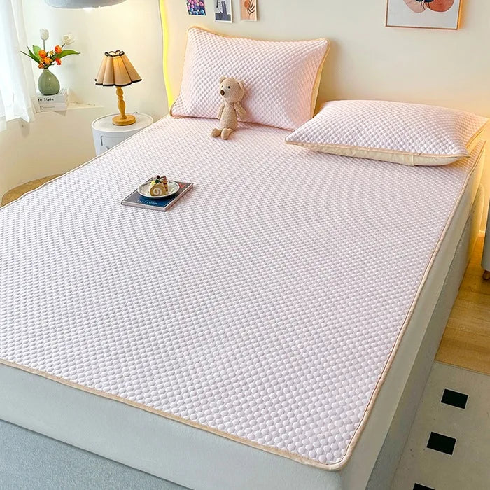 High End Latex Cooling Mattress with Elastic Band Quick-Dry Breathable Summer Bed Mat Machine Washable Foldable Sleeping Pad
