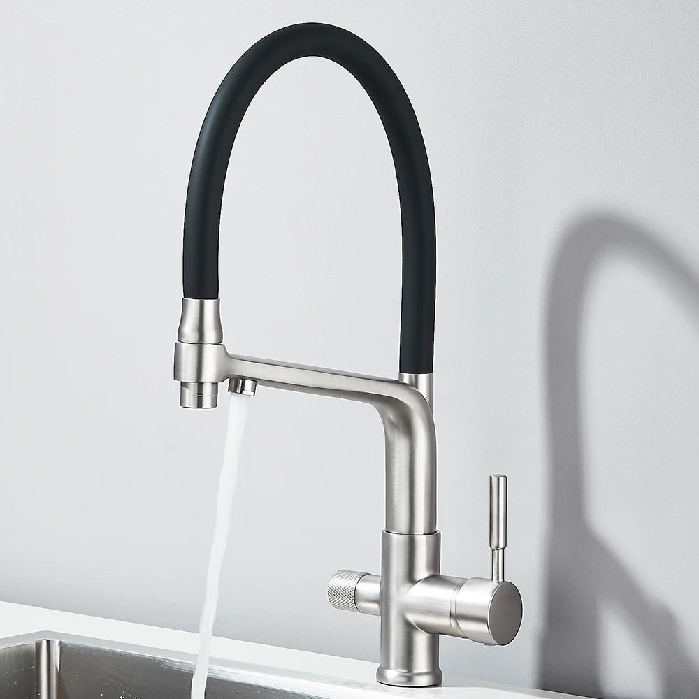 Kitchen Faucet Filtered Water Dual Spout Purification Feature Kitchen Tap 360 Rotation Water Crane For Kitchen