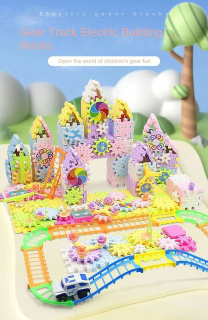 Electric Gears 3D Puzzle Model Building Kits Plastic Brick Blocks Educational Toys for Kids Children Gear Blocks Building Toys.