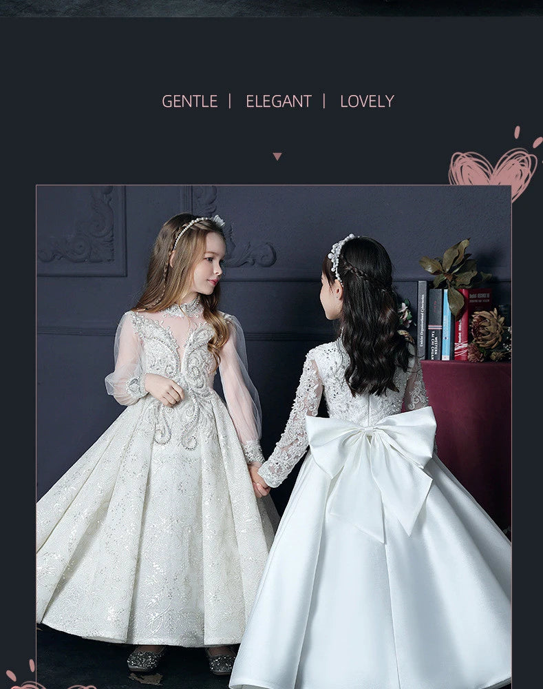 Mädchen Erstkommunion Kleid Blumen mädchen Hochzeit Pailletten Kleider für Kinder Klavier Leistung Vestidos Kinder Festzug Ballkleid.