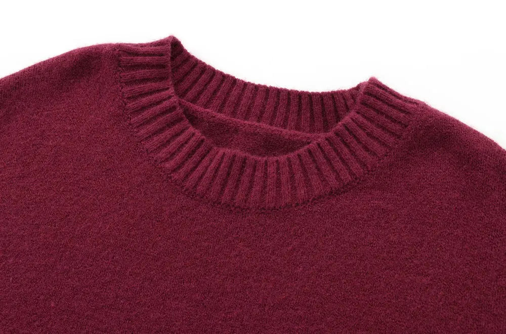 TRZA-Damen Soft Touch Übergroßer Strickpullover, O-Ausschnitt, lange Ärmel, weibliche Pullover, schicke Tops, Mode.