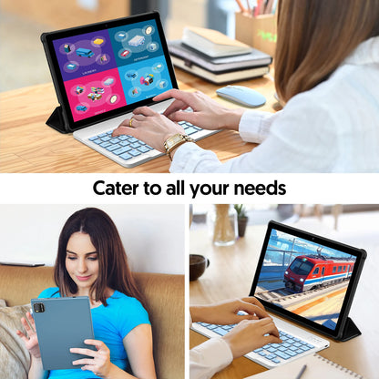 New Android 10.1-inch tablet, supports Google Play, quad-core processor, 12GB (3+9) RAM, 64GB ROM, Bluetooth, 6000mAh battery.