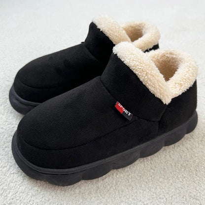 Smile PoP Winter Plush Men Cotton Shoes Warm Plush Men House Slippers Outdoor Soft Non Slip Women's Shoes Casual Furry Men Shoes.