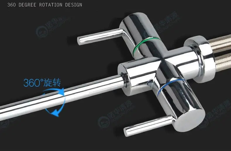 Stainless Steel Double Outlet Faucet Set Water purifier Tap Kitchen RO Faucet Double Inlet And Outlet tap 1/4 Inch Connect Hose