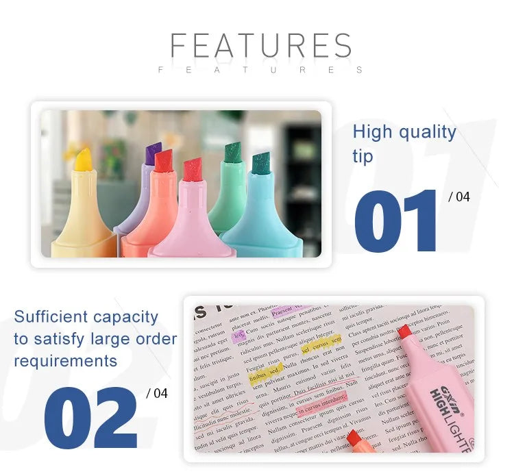 6 PCS Highlighter Marker 6 Fluoreszierende Makronen Farben, Hohe Qualität Rechteckige Marker Student Schreibwaren Büro Schule Kunst Verwenden.