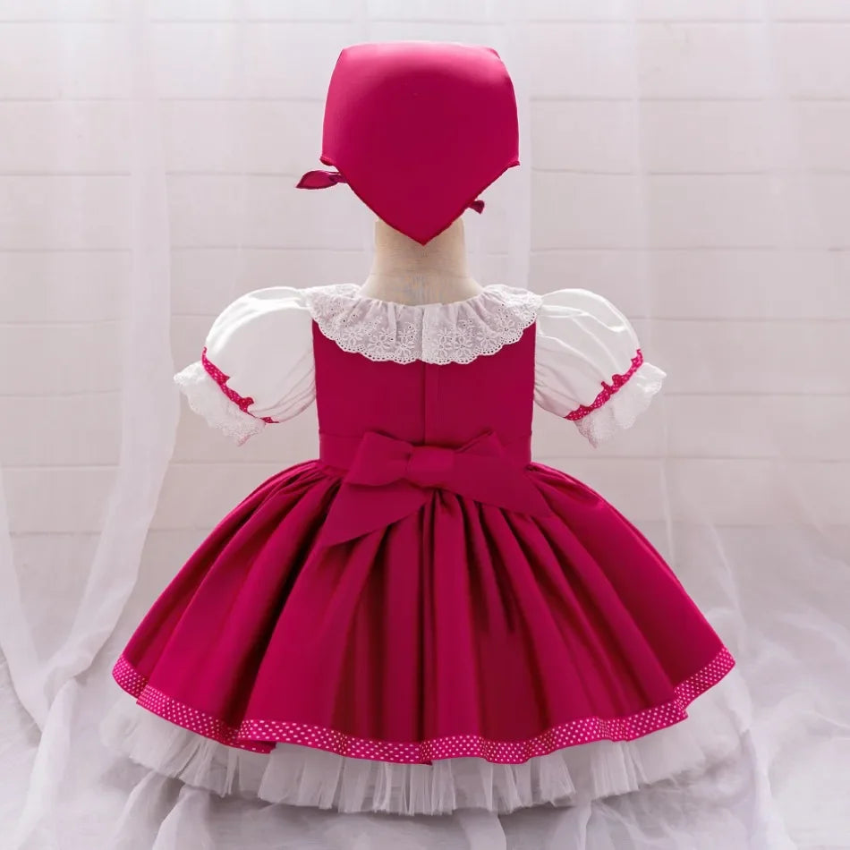 Mascha und Bär Lolita Mädchen Partykleid Barbie Pink Maid 1. Geburtstag Prinzessin Kleider für Kinder Spitze Weihnachtskostüme ASQ03