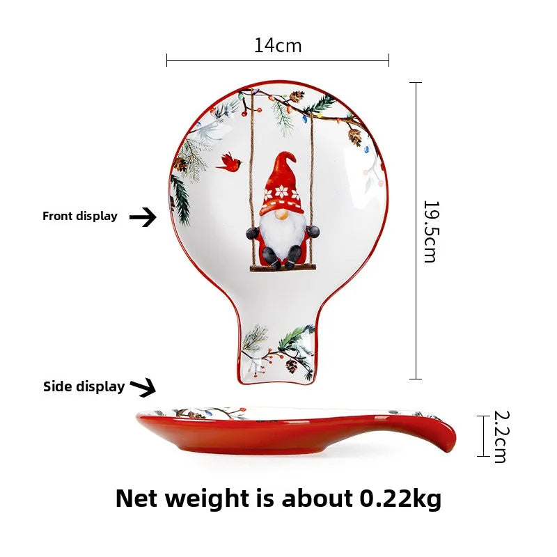 Goblin Series Ceramic Plate Large Dinner Plate Rectangle Tray Christmas Tableware Underglaze.