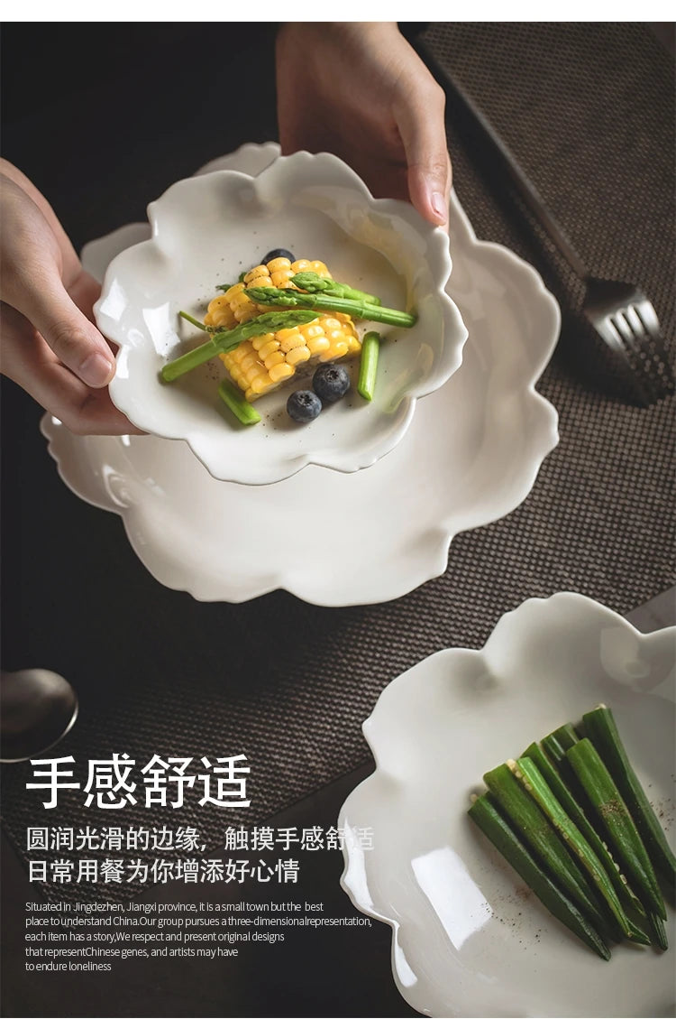 color petal household ceramic dish hotel restaurant tableware.