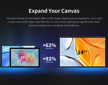 Teclast T70 14" Tablet Android 15 MTK G99 CPU Max 20GB (8GB+12GB Expansion) RAM 256GB ROM 4G LTE 10000mAh 18W Fast Charging GPS.
