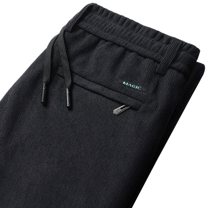 Men's Casual Pants Elastic Waist Sweatpants Autumn Winter Clothes Drawstring Trousers Male Corduroy Warm Large Size Pants.