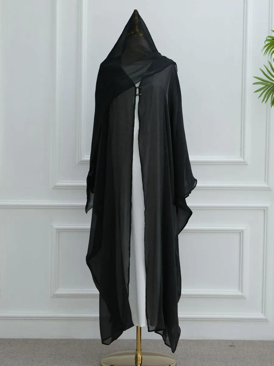 Women Eid Türkiye Dubai Solid Pleated Luxury Muslim Fashion Kimono Cardigan Long Dress Kaftan Robe Femme Islam Clothing Kebaya.