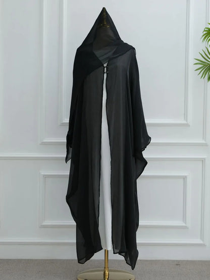 Women Eid Türkiye Dubai Solid Pleated Luxury Muslim Fashion Kimono Cardigan Long Dress Kaftan Robe Femme Islam Clothing Kebaya.