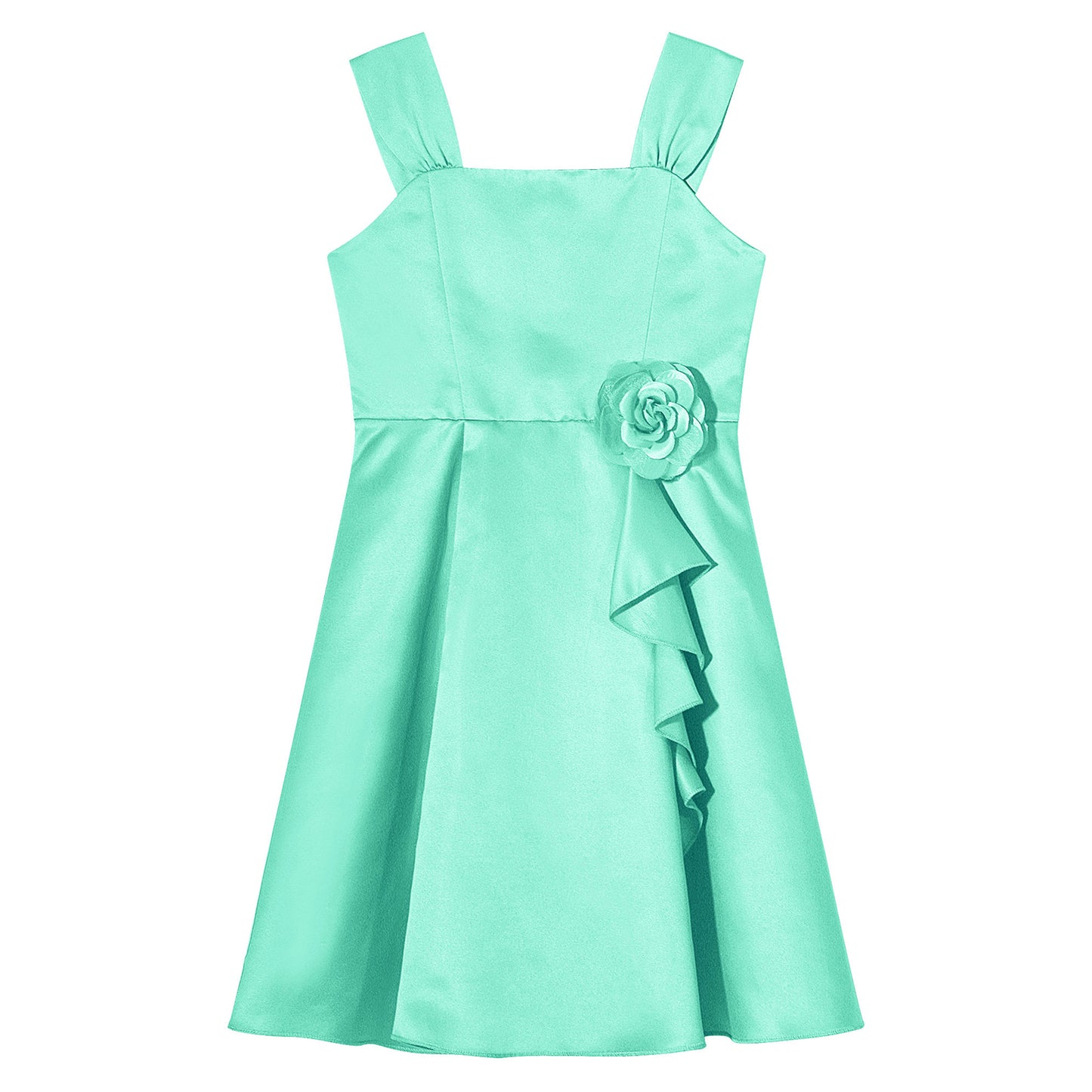 Mädchen Sommer ärmelloses Prinzessinnenkleid Elegantes Satin Hochzeit Brautjungfer Partykleid Große Schleife A-Linie Tutu für Geburtstagsabend