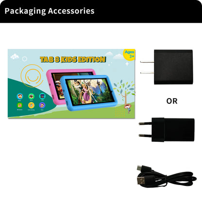 VASOUN Kids Tablet 8 Inch, Android 13 Quad Core, 8GB(4+4expand)RAM+64GB ROM, 5000mAh, Dual Camera, WiFi, Parental Control.