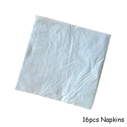 Gold Blue Party Disposable Tableware Paper Straw Cups Plates Napkins Baby Shower Favors Birthday Wedding Decor Party Supplies