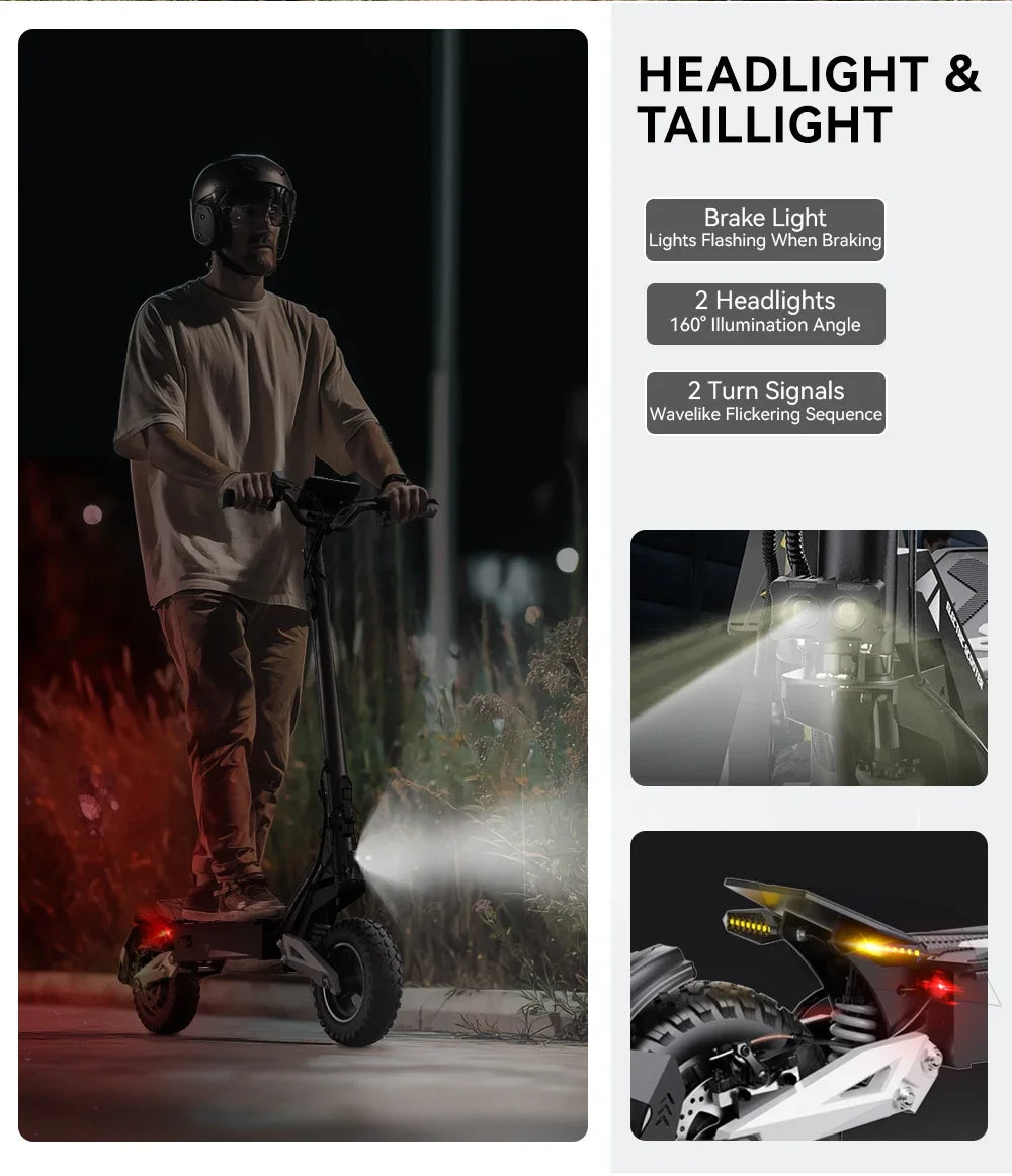OOTD T10 Electric Scooter 500W Motor 48V13AH Battery City Off-Road Electric Scooter Adult 11 Inch Foldable Electric Scooter.