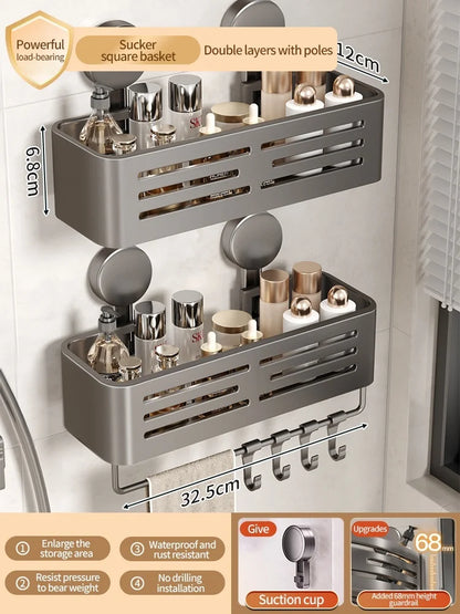 Badezimmer-Aufbewahrungsregal, Saugnapf, perforationsfreies Badezimmer, dreieckiger Toilettenwaschbehälter, Eck-Badezimmer-Aufbewahrungsregal