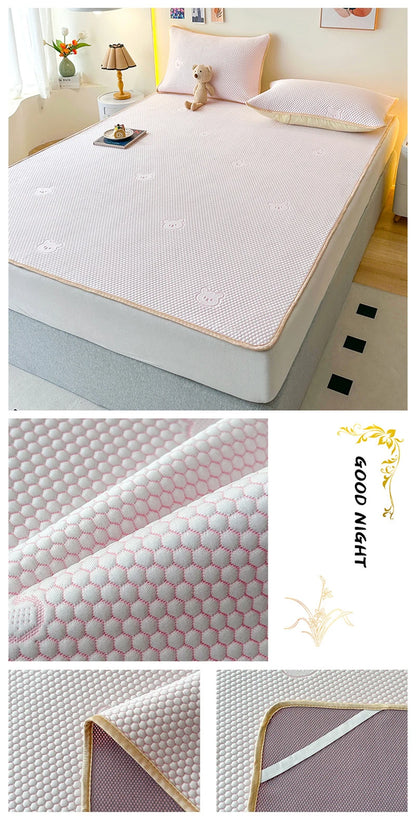 High End Latex Cooling Mattress with Elastic Band Quick-Dry Breathable Summer Bed Mat Machine Washable Foldable Sleeping Pad.