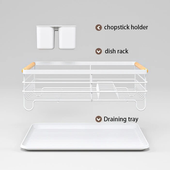 Countertop Kitchen Single-layer Plate Shelf Drain Bowl Rack Multi-functional Tableware Metal Storage Rack.