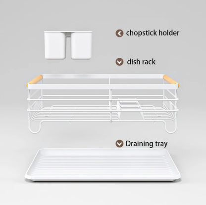 Countertop Kitchen Single-layer Plate Shelf Drain Bowl Rack Multi-functional Tableware Metal Storage Rack.