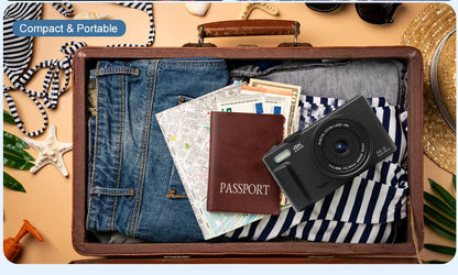 Ourlife AC600 Digital Camera 4K 64MP UHD Cameras 18X Digital Zoom 180° Flip Screen Vintage Vlogging Camera for YouTube Autofocus.