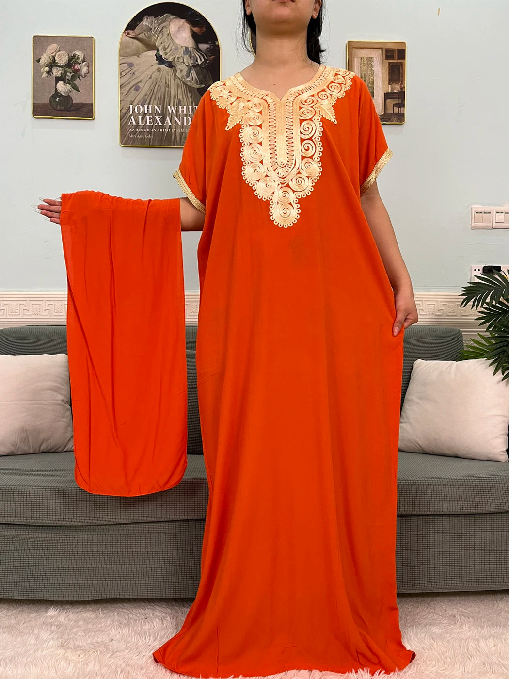 Muslimische Reine Abayas Für Frauen Dubai Baumwolle Applikationen Lose Fit Femme Robe Türkei Islam Traditionelle Kleider Mit Kopftuch Turban