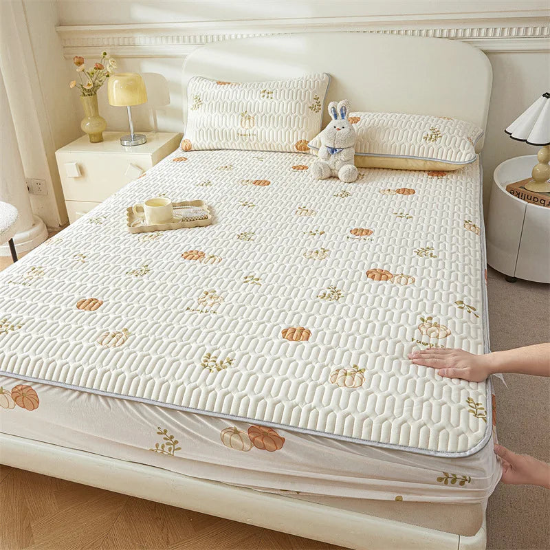 Cartoon Cute Pattern Cooling Fitted Sheet Single Natural latex fabric Soft cushion for Bedding Slow rebound Non-Slip Mattress